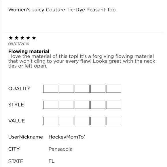 NEW JUICY COUTURE Tie-Dye Peasant Top Blouse Shirt Small Women’s - Picture 11 of 16